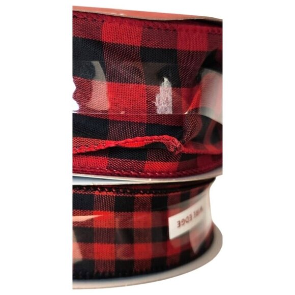 Buffalo Plaid Wire Edge Holiday Ribbon By Place & Time 2 Sizes Included: 2.5" X - Picture 6 of 6